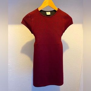 ZARA girls dress, burgundy and black houndstooth, size 11/12